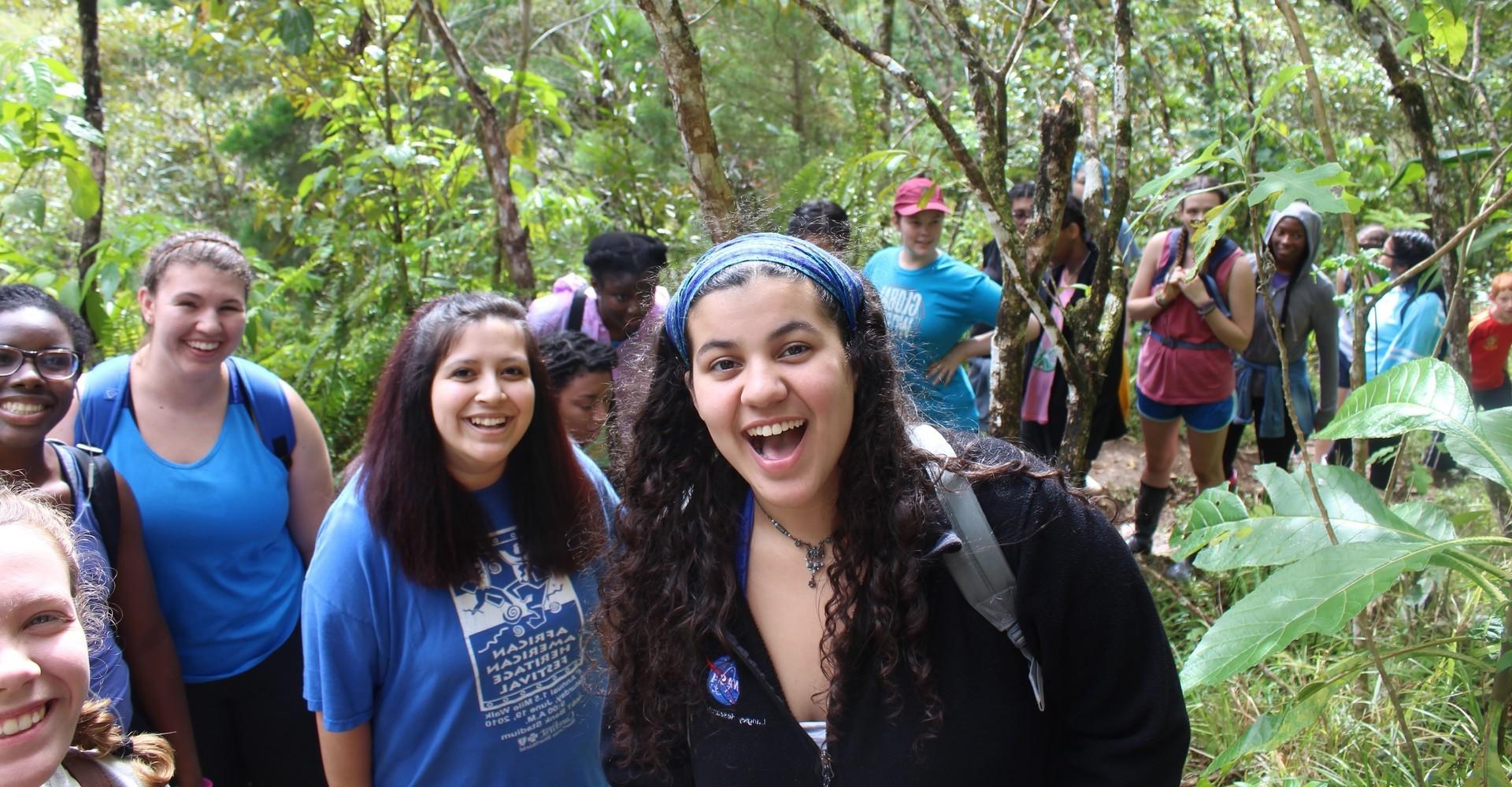 A group of Agnes Scott first-year students on their Journeys trip in Martinique.